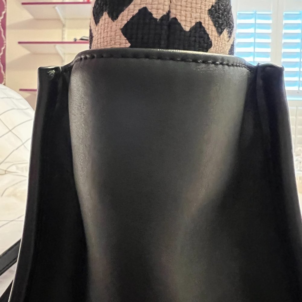 NWOT Spartina 449 Black Leather and Linen bag - Picture 7 of 7